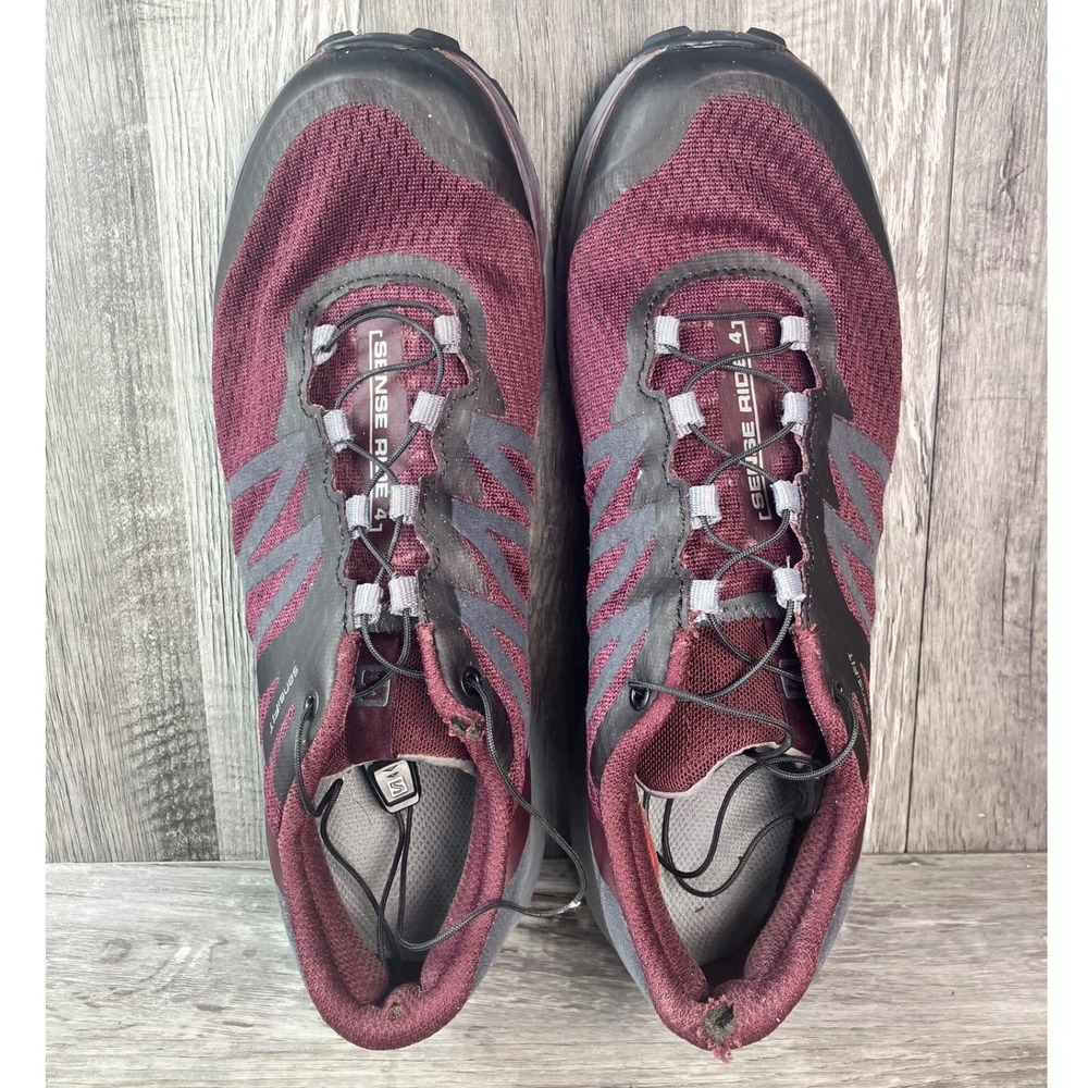 Salomon Sense Ride 4 Trail Running Shoes Burgundy Grey Womens 9 413053 - Picture 6 of 9